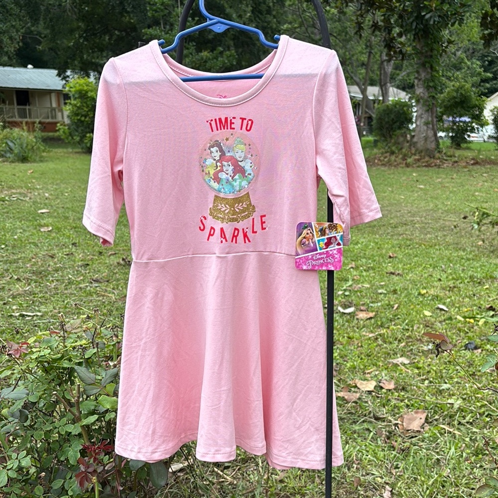 Disney Pink Long Sleeve Dress with Snow Globe Design